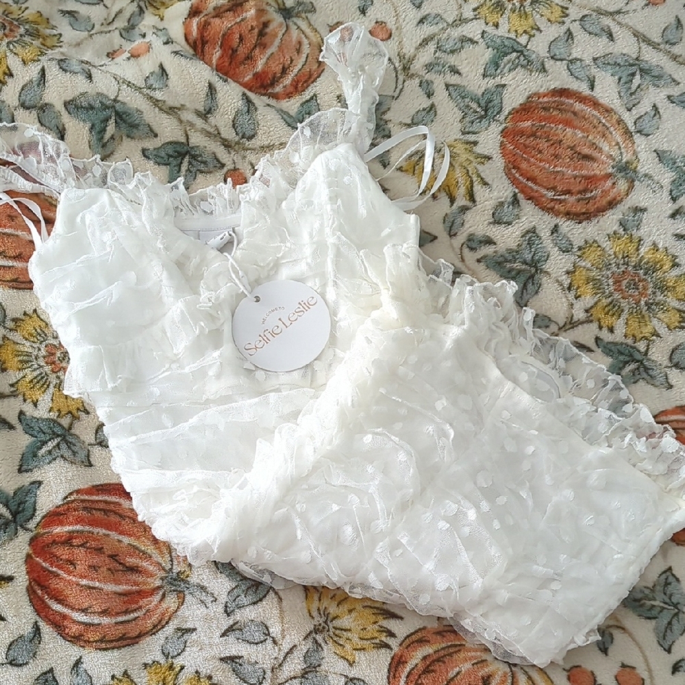 Selfie Leslie Ivory Textured Mini Dress